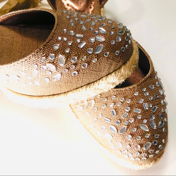 🆕 NWT Sparkler Satin-Laced Espadrilles, in Brown - Picture 5 of 8